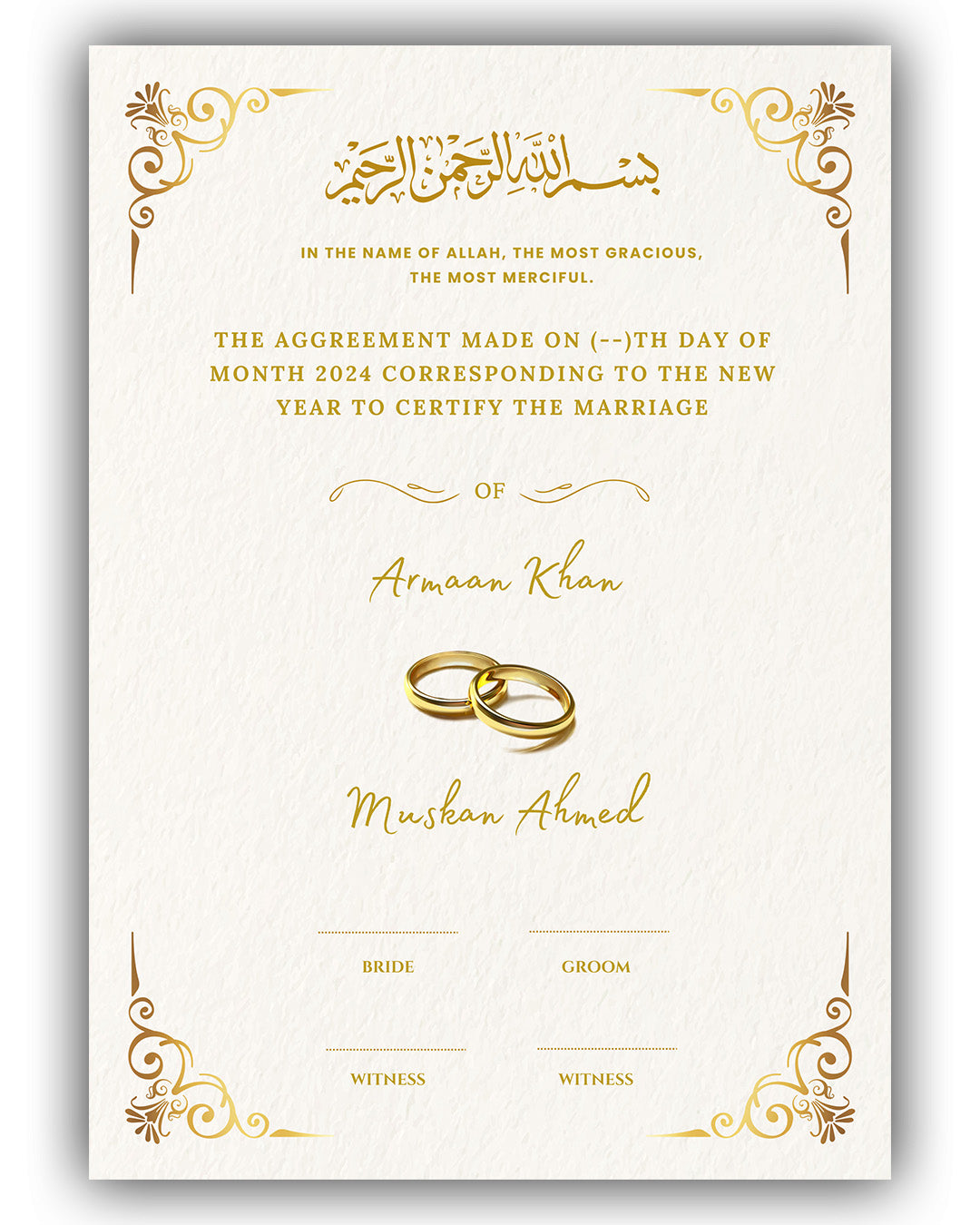 Golden Script Matrimony Nikah Nama