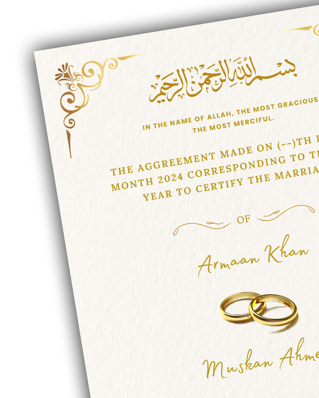 Golden Script Matrimony Nikah Nama