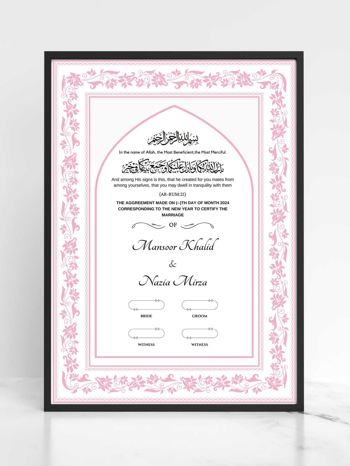 Pink Petal Promise Nikah Nama