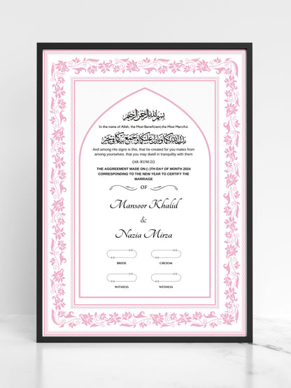 Pink Petal Promise Nikah Nama