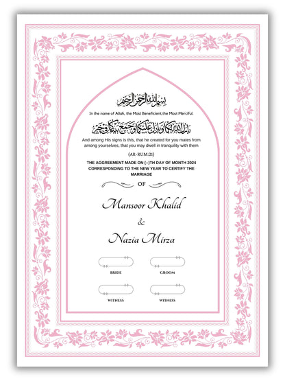 Pink Petal Promise Nikah Nama