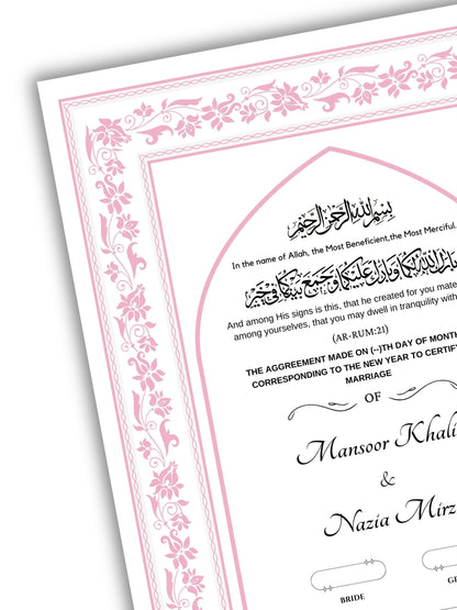 Pink Petal Promise Nikah Nama