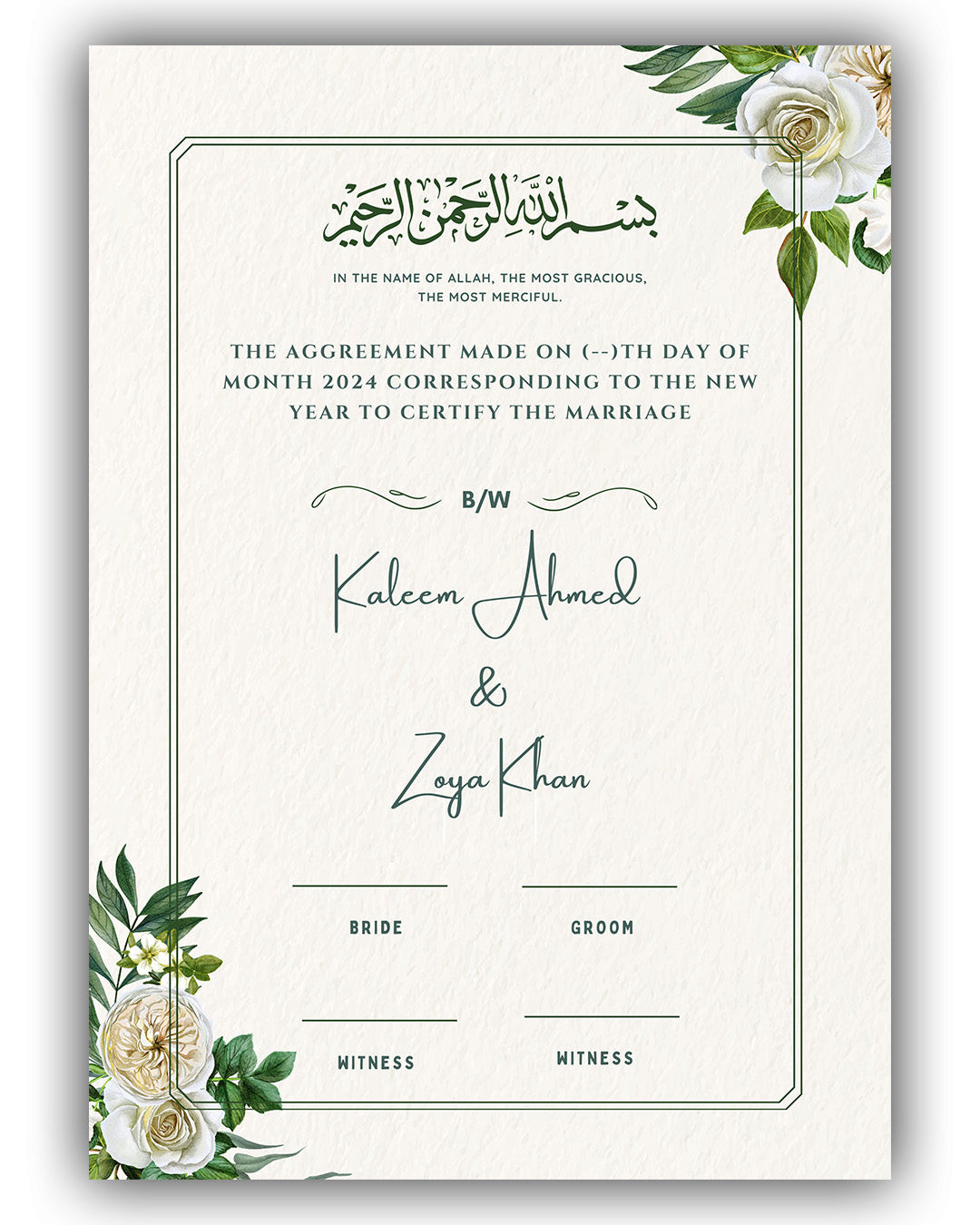 Botanical Greenery Nikah Nama