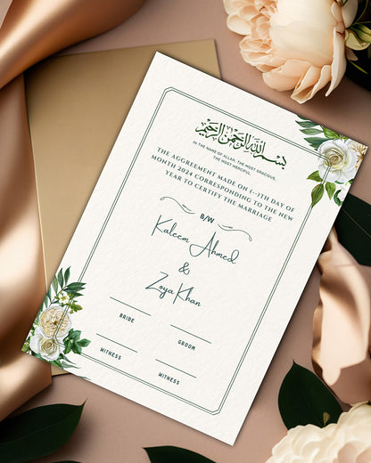 Botanical Greenery Nikah Nama