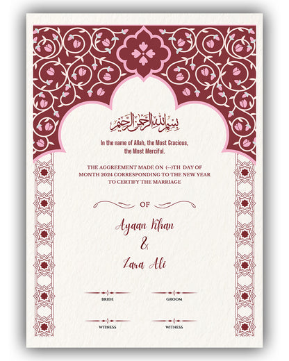 Maroon Magic Matrimony Nikah Nama