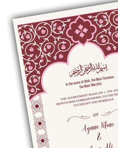 Maroon Magic Matrimony Nikah Nama