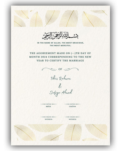 Gilded Vows Nikah Nama