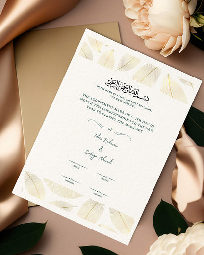 Gilded Vows Nikah Nama