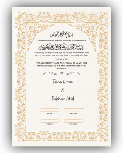 Golden Jasmine Nikah Nama