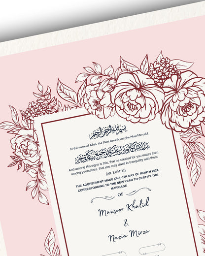 Pink Blossom Harmony Nikah Nama