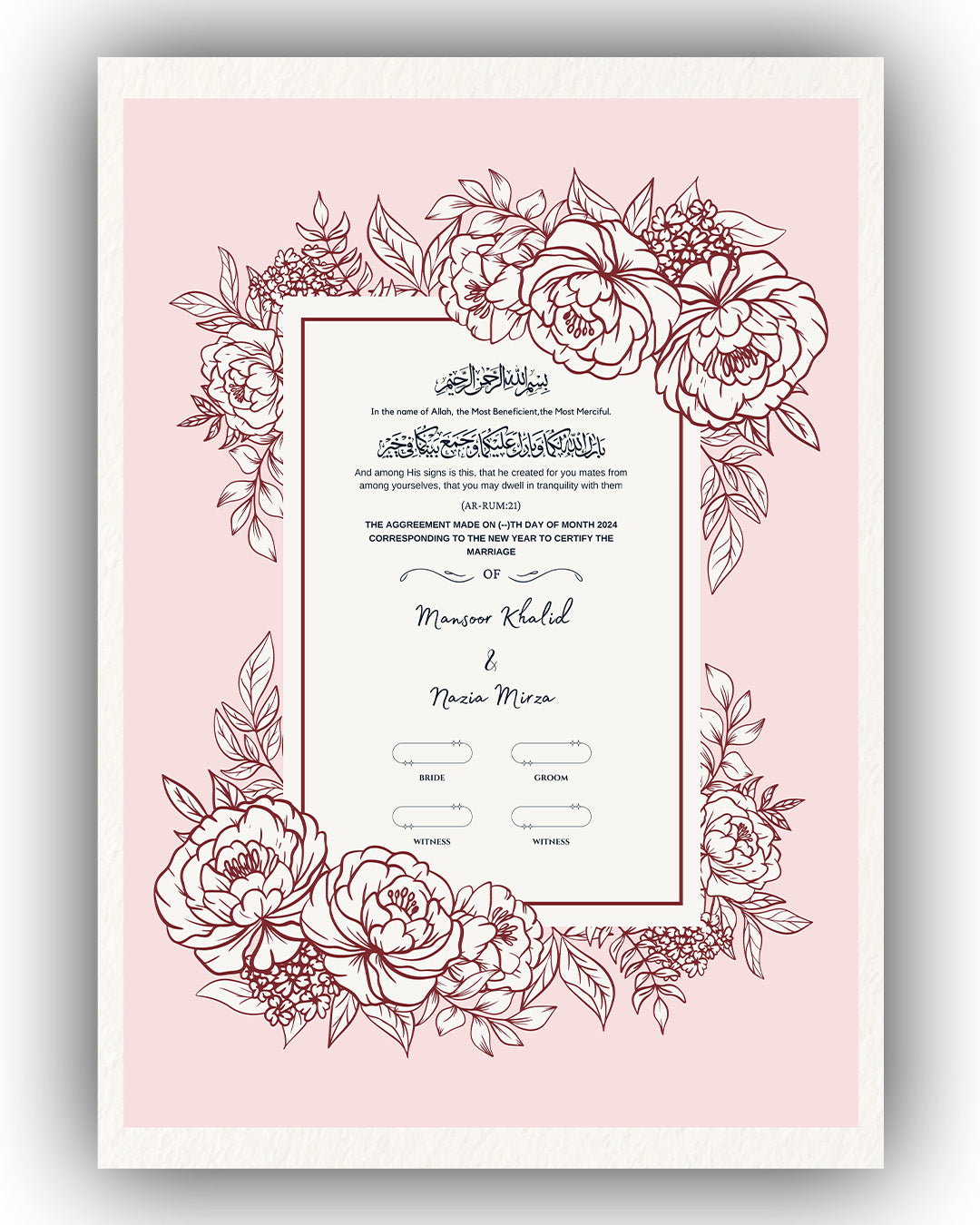 Pink Blossom Harmony Nikah Nama