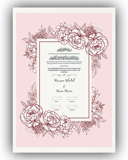 Pink Blossom Harmony Nikah Nama