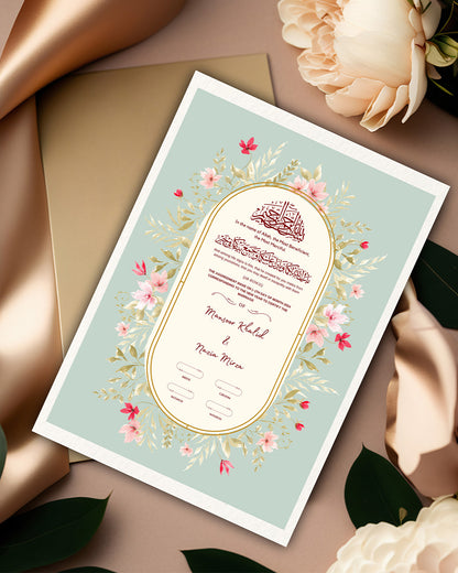 Pastel Green Oval Elegance Nikah Nama