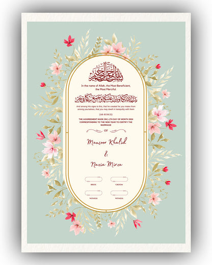 Pastel Green Oval Elegance Nikah Nama