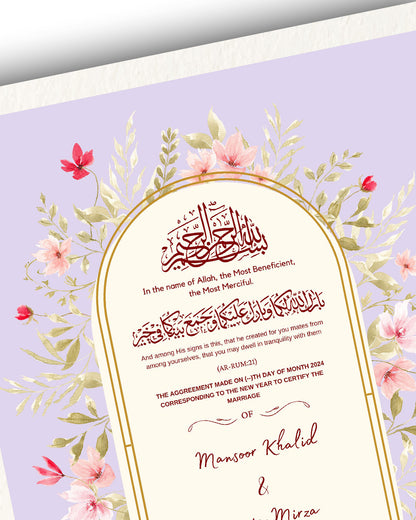 Pale Purple Oval Elegance Nikah Nama