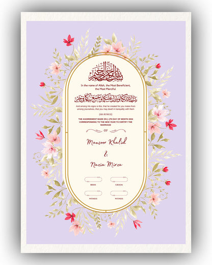 Pale Purple Oval Elegance Nikah Nama