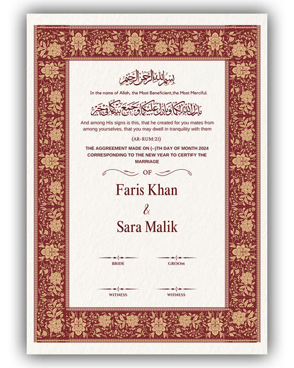 Rosy Ivory Turkish Nikah Nama