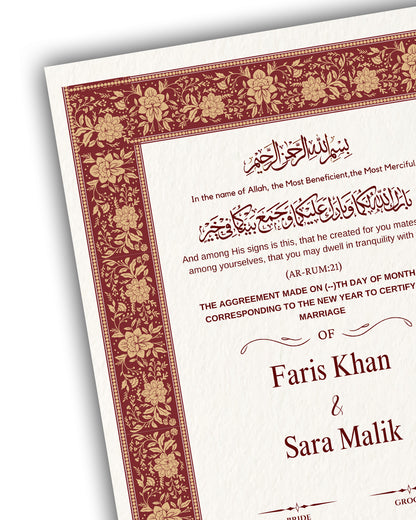 Rosy Ivory Turkish Nikah Nama