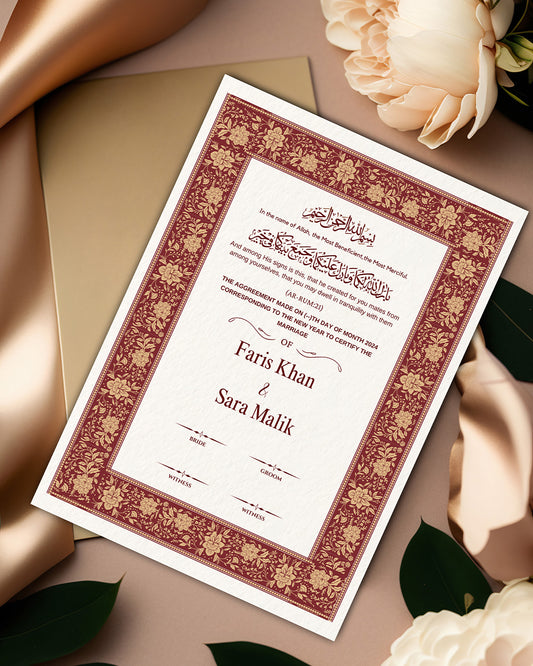 Rosy Ivory Turkish Nikah Nama