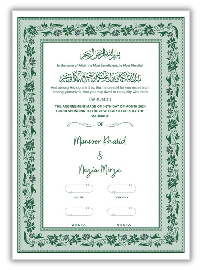 Soft Green Serenade Nikah Nama