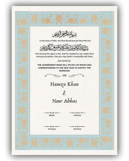 Emerald Embrace Turkish Nikah Nama