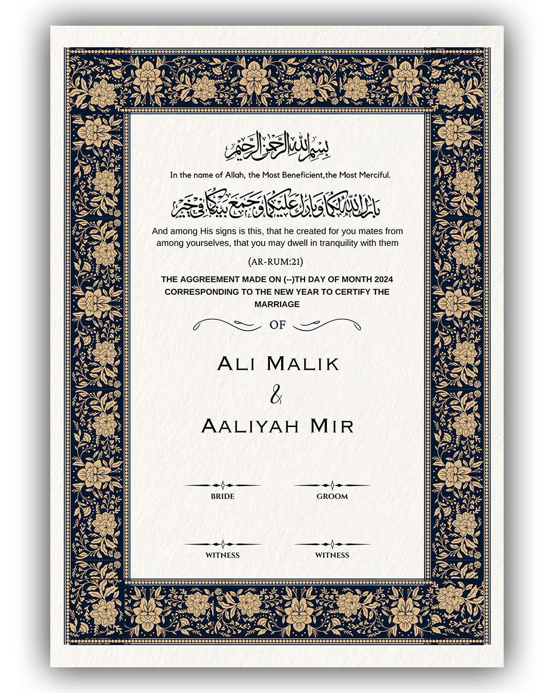 Ebony & Gold Turkish Nikah Nama