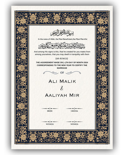 Ebony & Gold Turkish Nikah Nama