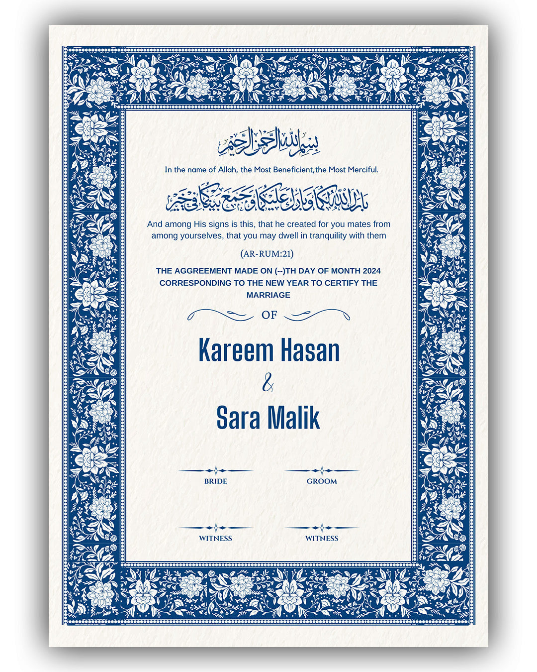 Blue Bosphorus Turkish Nikah Nama