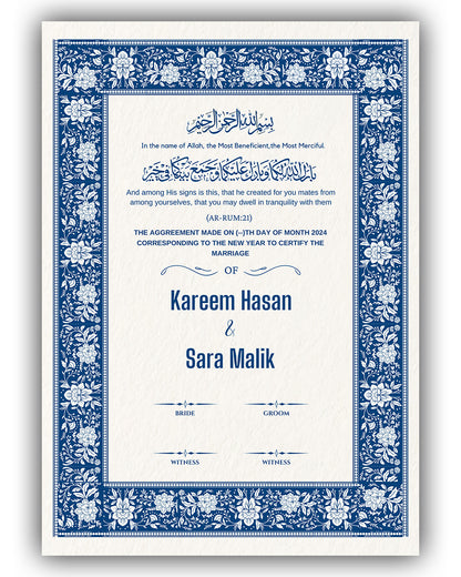 Blue Bosphorus Turkish Nikah Nama